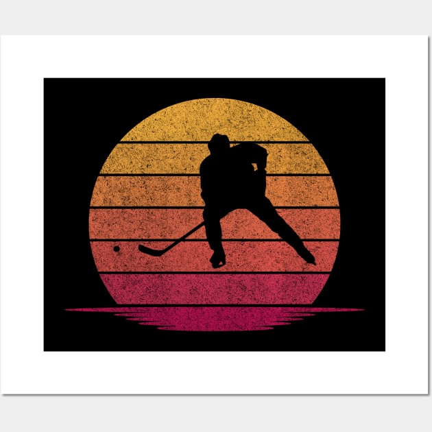 Awesome Funny Ice hockey Gift - Hobby Silhouette Sunset Design Wall Art by mahmuq